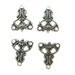 4 delicate triple connectors in silver plate (Woodland Brass S-252)