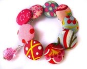 Custom size EURO heart chain Oilily fabrics buttons bracelet
