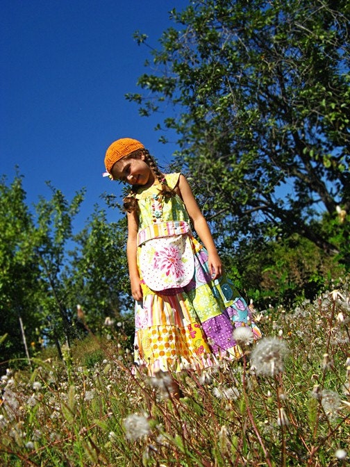 Patchwork FARMERS MARKET custom girl tiered twirl dress