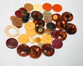 SALE vintage buttons a pile brown gold rust