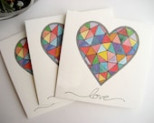 Kaleidoscope Heart Note Card // Set of 3