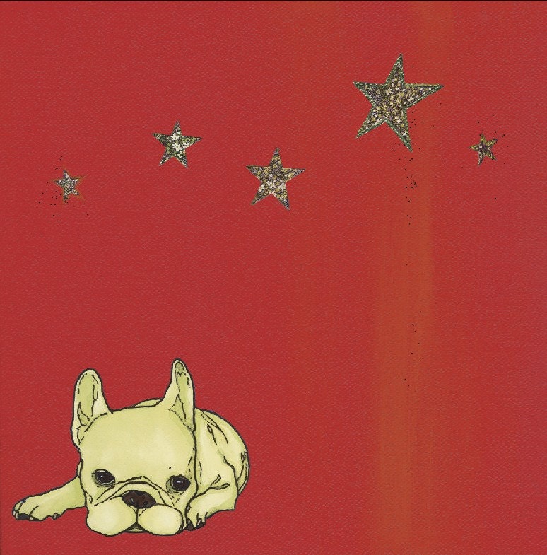 french bulldog with stars art print // autumn