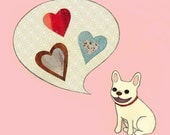 henri sends his love- greeting card 4.75 square
