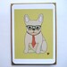 french bulldog with glasses note cards set of 5 // sunny yellow