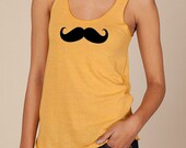 Mustache funny hipster trendy Girls Heathered Tank Top Shirt silkscreen screenprint Alternative Apparel