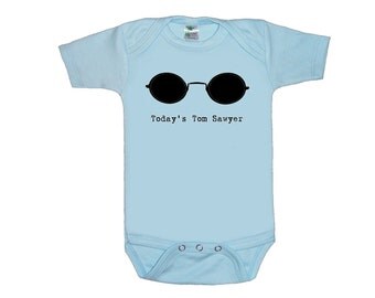 Rush Todays Tom Sawyer glasses baby bodysuit one piece creeper silkscreen screenprint Choose Size