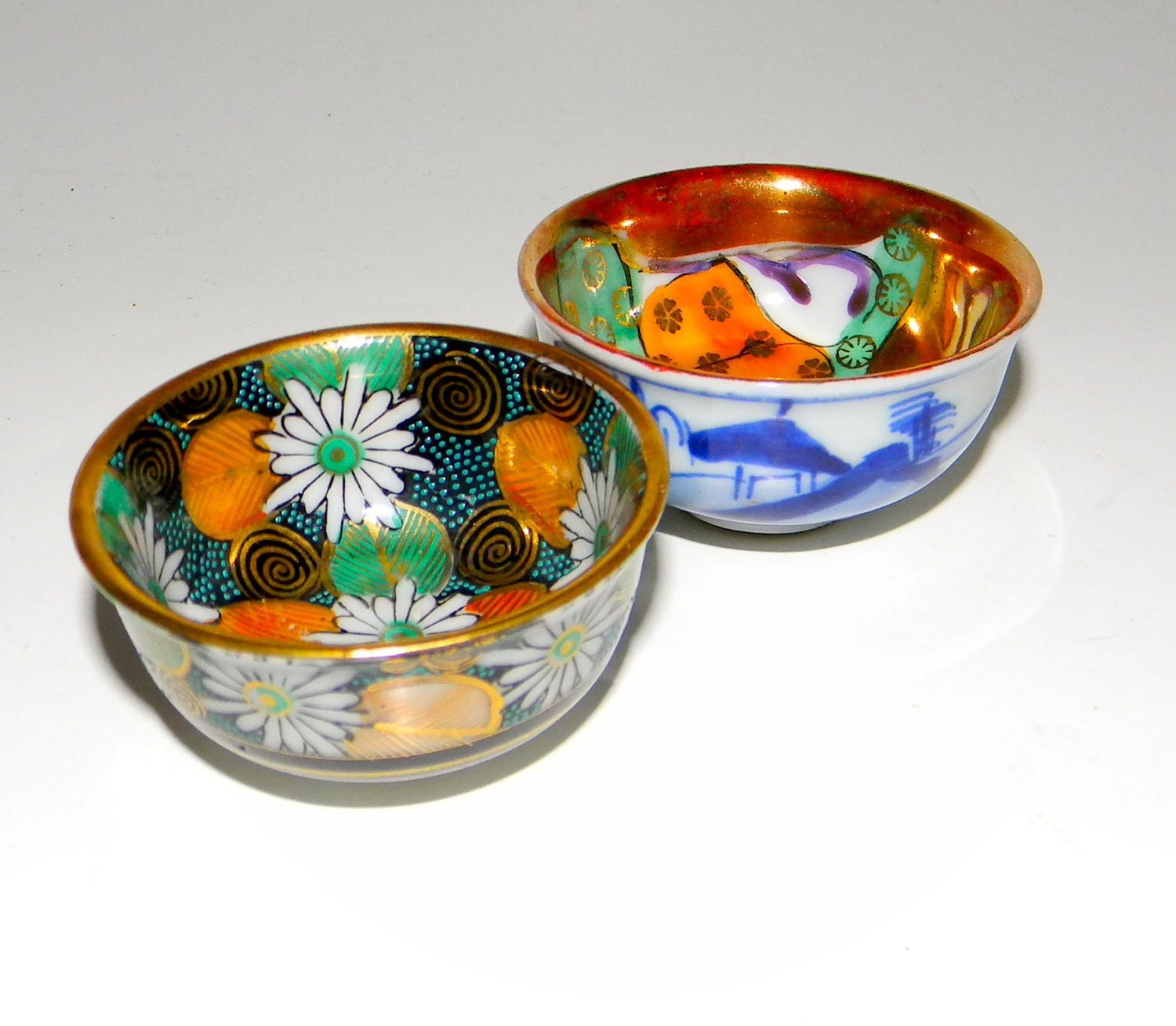 Vintage sauce bowl, decorative bowls, Japanese, brightly colored, ceramic