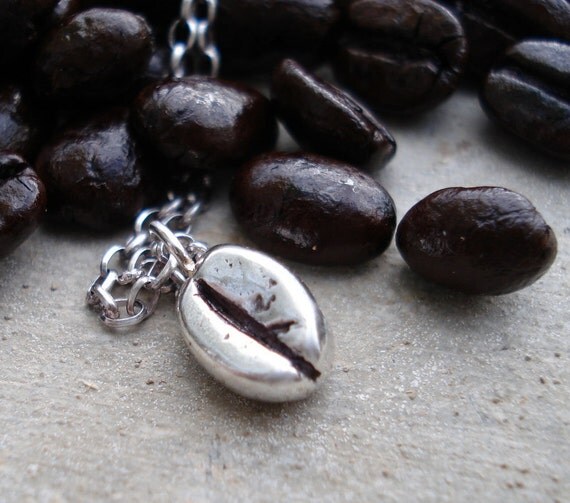 Coffee Bean Necklace in Sterling Silver