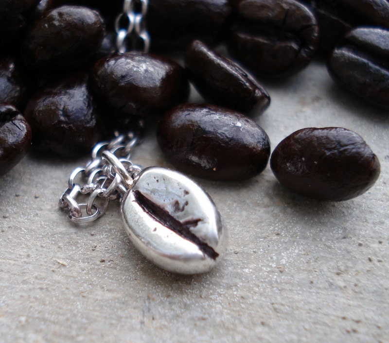 Coffee Bean Necklace in Sterling Silver
