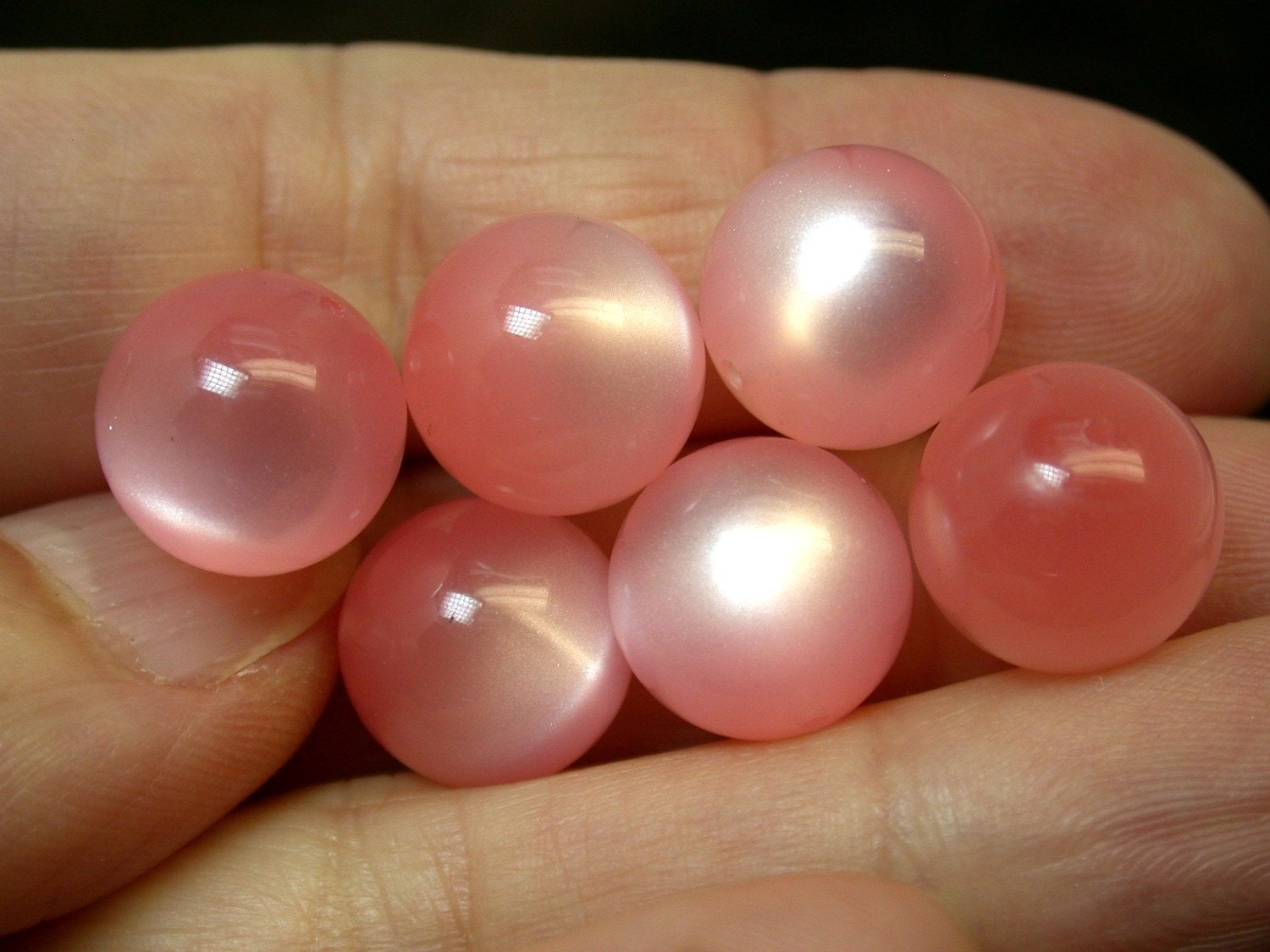 Vintage Moonglow Beads Rose Quartz PINK 12mm pkg 6 res285