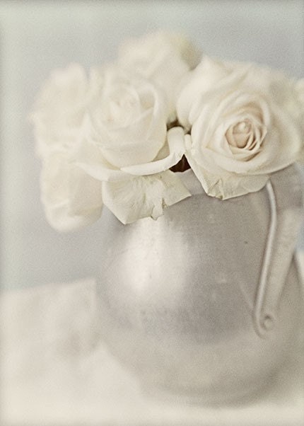 White Roses Photograph, Still Life Monochromatic Flower Photography, Wedding Wall Decor,  Shabby Chic Print, French Country
