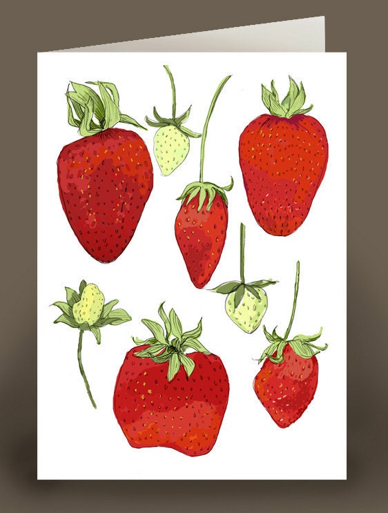 Strawberries -  6 greeting cards