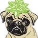 5 Letterpressed Notecards - Pug with Bow