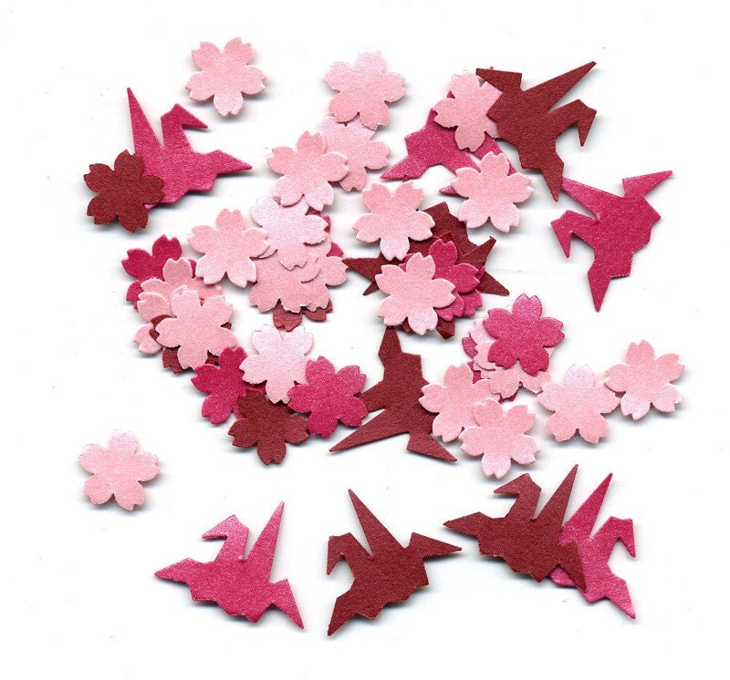 Japanese Crane, Sakura Cherry Blossom Mix Punch Outs