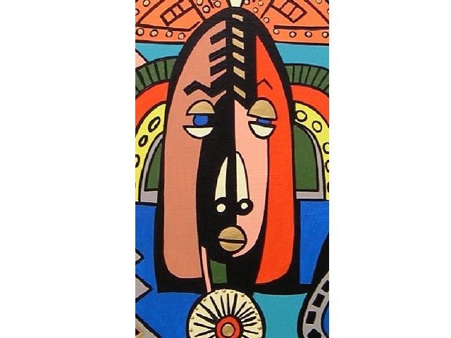 African Masks..... original painting, acrylic on wood, 23.6x23.6", 60x60 cm, african culture, abstract, fantasy, masks, tradition