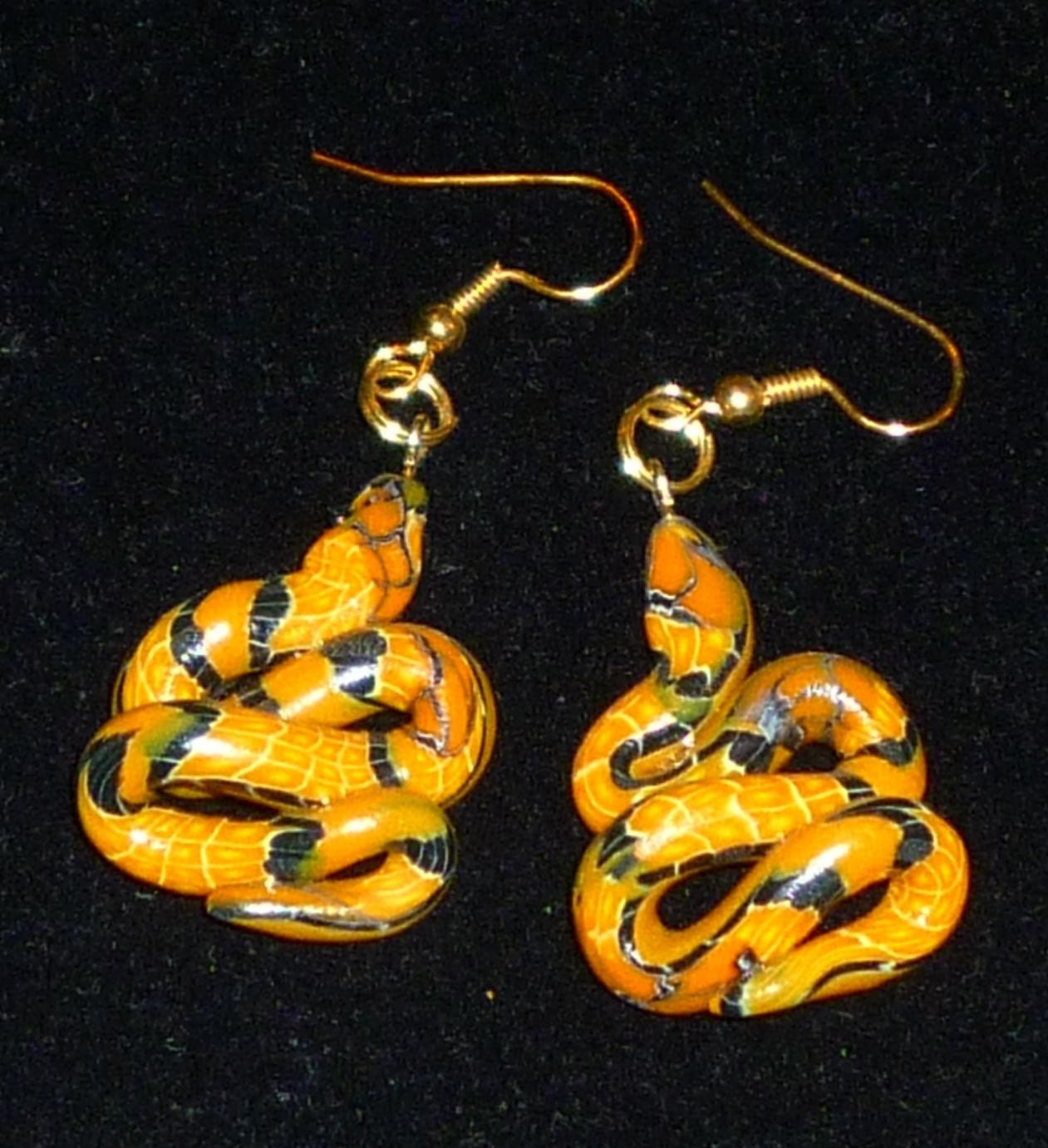 Christmas Gift idea Snake Jewelry Tangerine Honduran Milksnake Earrings SNAKES