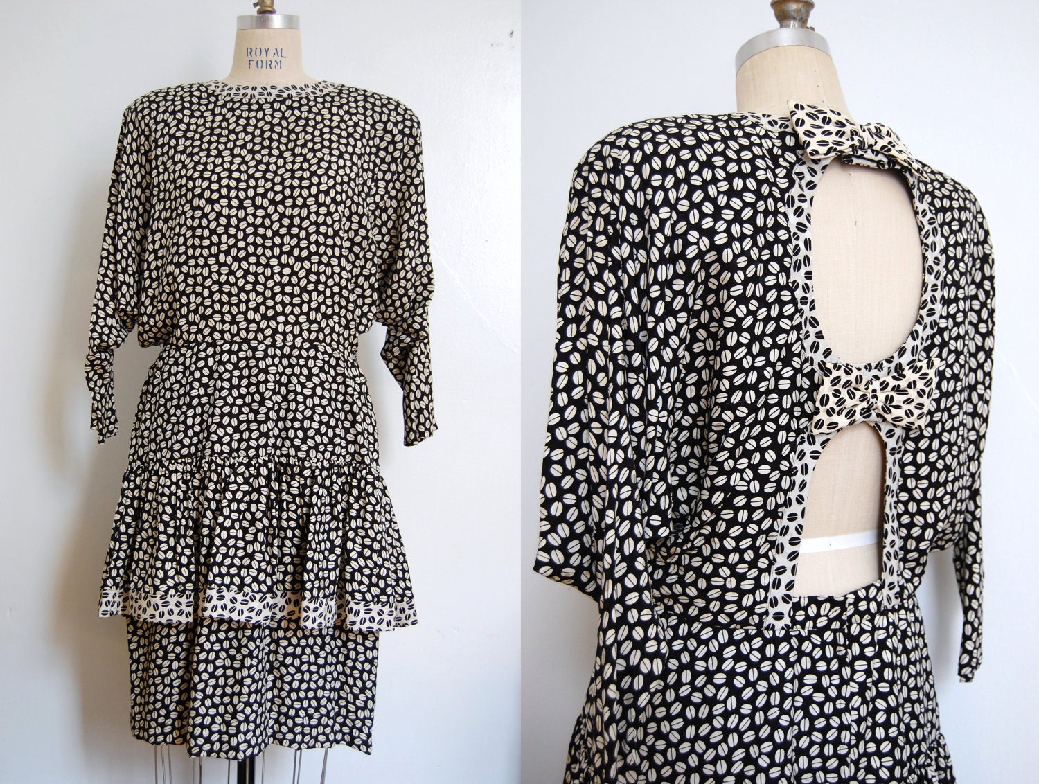 Vintage 1980s ST. GILLIAN Cut Out Silk Dress