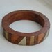 Vintage 1970s Geometric Patina Wood Bangle Bracelet