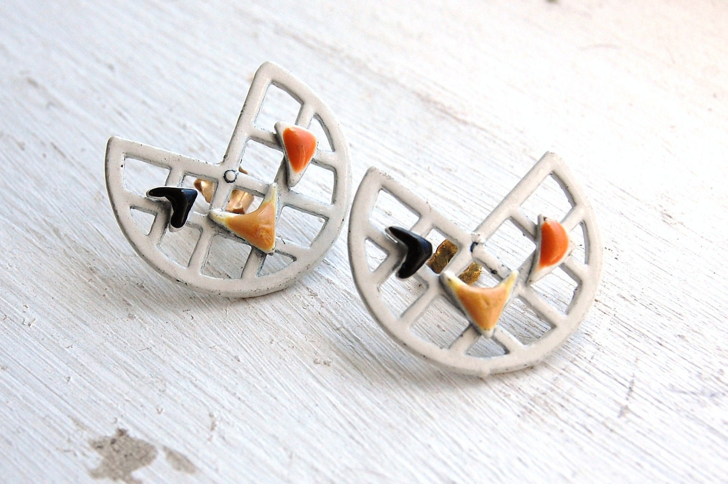 Vintage 1980s Abstract Earrings