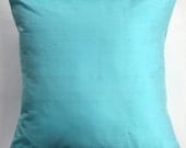 Light Turquoise Silk Pillow Cover - Aqua Throw Pillow Cover - Simply Silk - 18 x 18