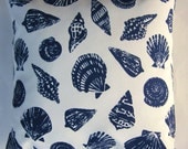 Navy Blue Seashell Indoor Outdoor Pillow Cover -- Beach Cushion Cover -- 16 x 16