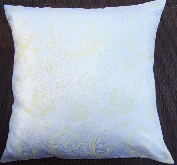 Items similar to White and Gold Throw Pillow Cover White Satin