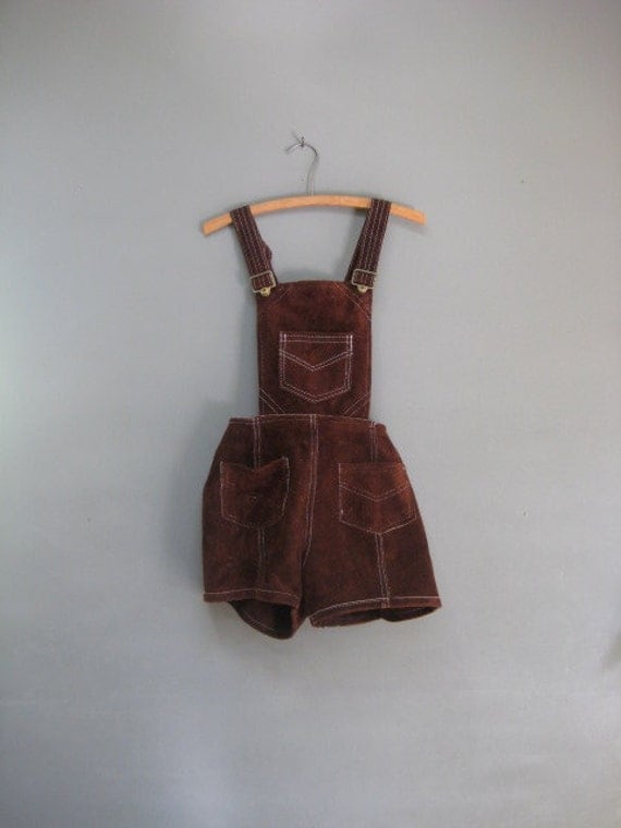 Vintage Leather Romper / Shorts / Overalls