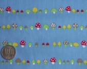 Mushrooms stripes on blue by Lecien japanese fabric - fat quarter