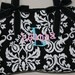 Quilted DAMASK Diaper Bag...PERSONALIZED Free....Black and Whtie Damask Large Diaper Bag with Changing Pad