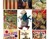 Digital Collage Sheet of Vintage Circus Images - INSTANT DOWNLOAD
