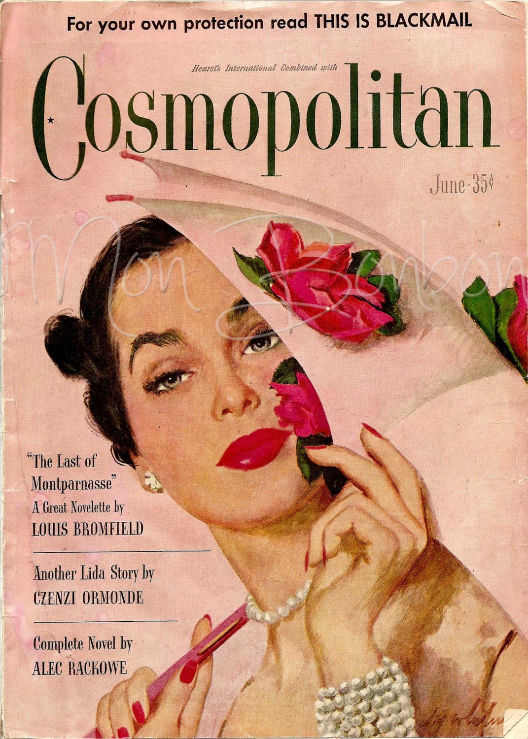 Digital Download of a 5x7 or 8x10 Vintage Pink Cosmopolitan Magazine Cover - You Print - INSTANT DOWNLOAD