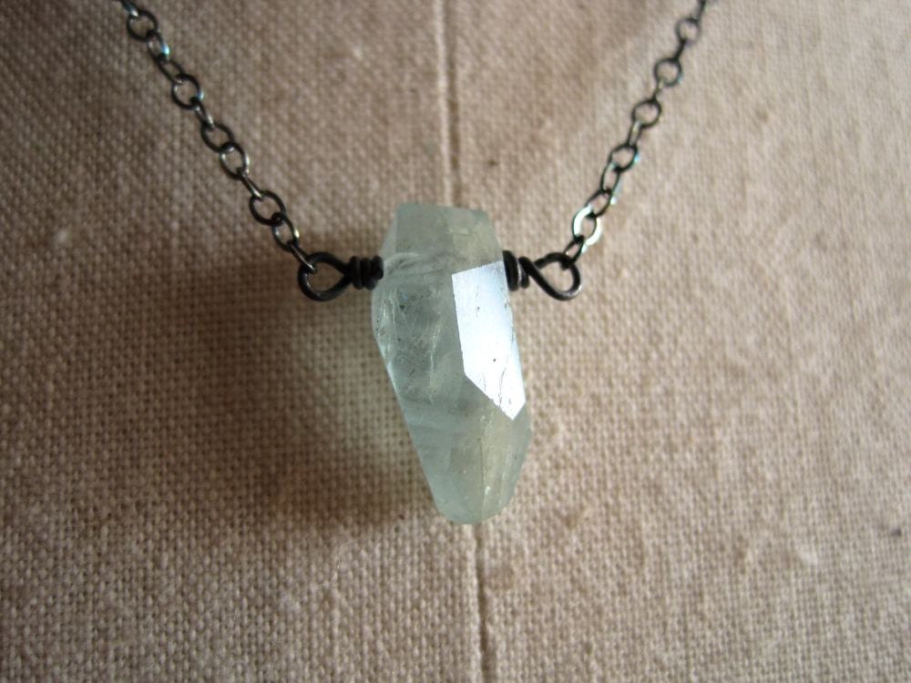 Aquamarine necklace sterling silver aquamarine jewelry - Makoa Nugget v4