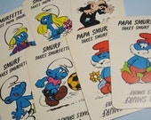 Vintage Smurfs Game Cards - Set of 7 - Oversized Cards