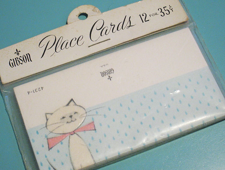 Vintage Gibson Die Cut Party Place Cards - Set of 12 - Cute Kitten