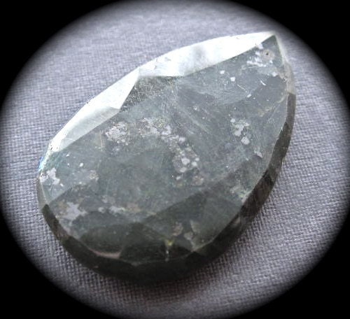SALE - 5 Black Labradorite Pendant Bead - larvikite - 34mm X 19mm pear shaped faceted focal accent