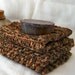 Set of 2 Washcloths/Dishclothes Brown Reclaimed Cotton/Linen Knit