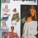 Womens Peasant Pirate Gypsy Costume Top Simplicity Sewing Pattern 9582  Size XS-Med