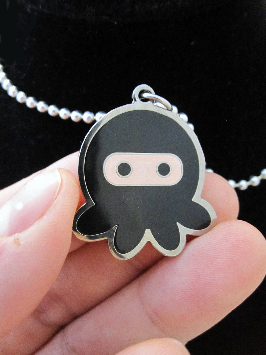Deluxe Metal Reversible Ninja Octopus Necklace
