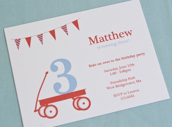 Red Wagon Birthday Party Invitation - PRINTABLE only Il_570xn