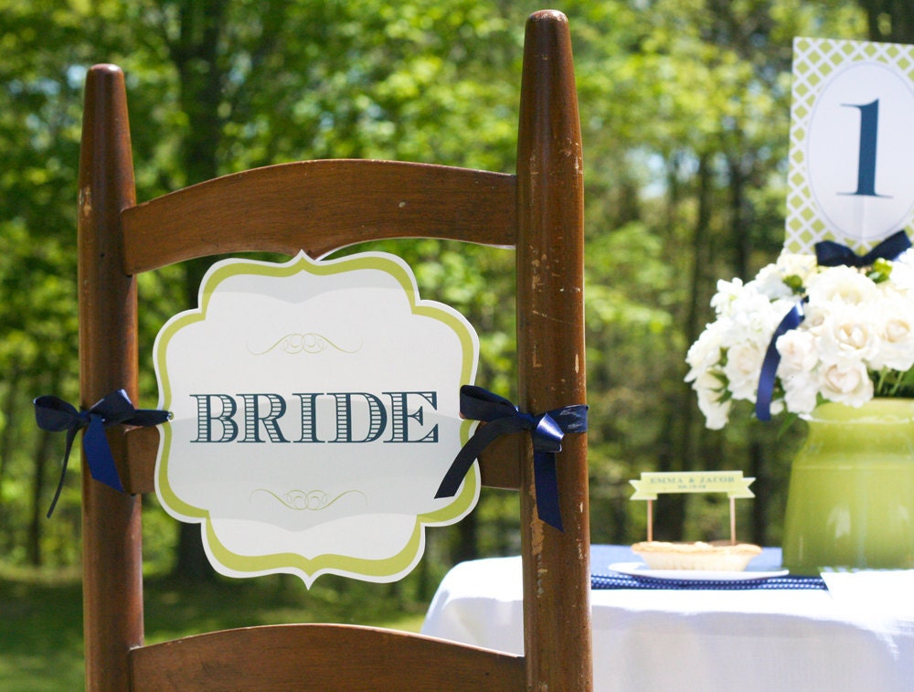 Wedding Chair Sign - Bride, Groom, Reserved - PRINTABLE only Il_570xn