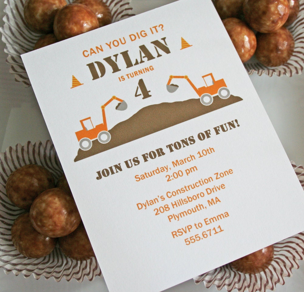 Construction Birthday Party Invitation - PRINTABLE only Il_570xn