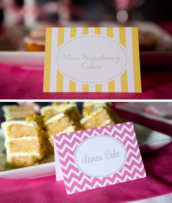 Menu or Food cards - custom tented cards for buffet table for a party or shower Il_570xn
