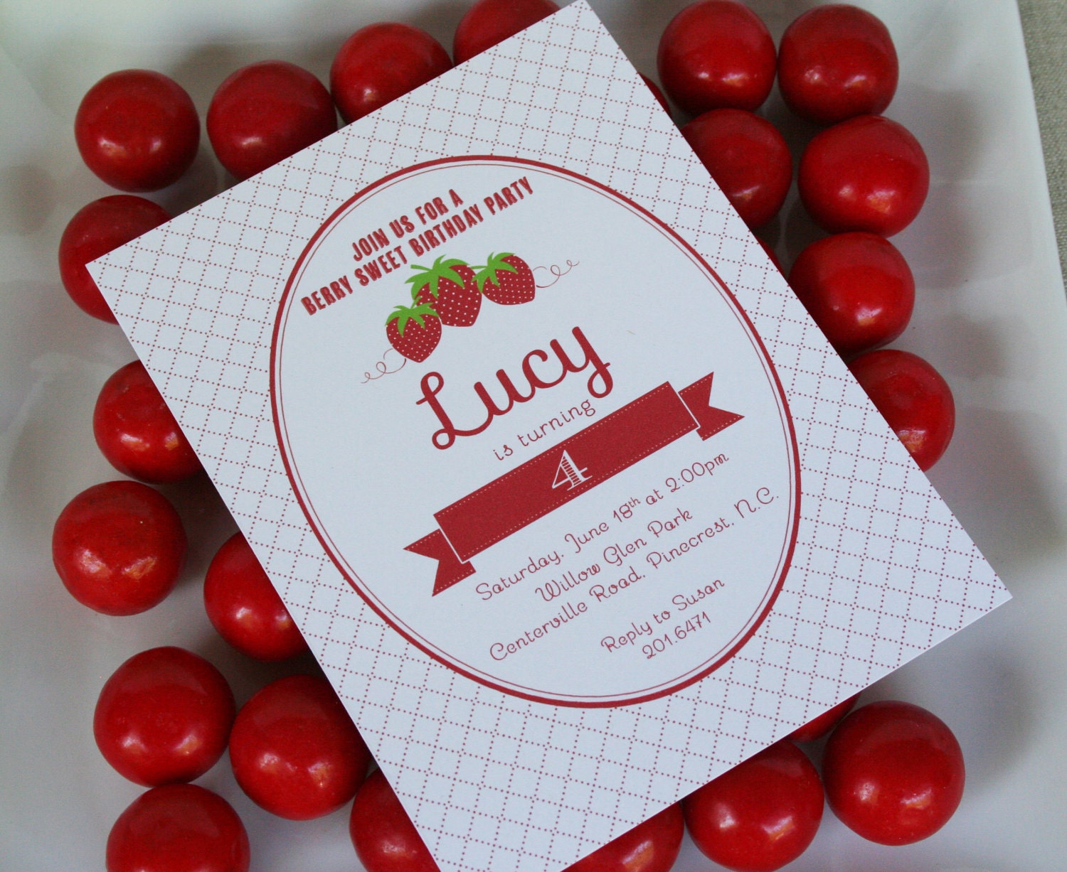 Strawberry Picnic Birthday Party Invitation - PRINTABLE only Il_570xn