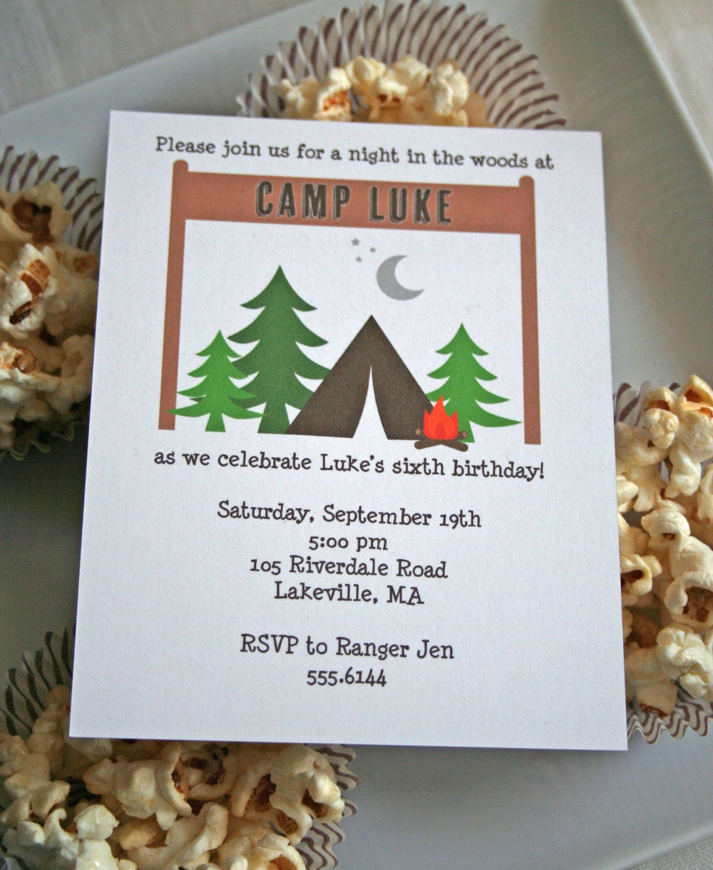 Camping Birthday Party - PRINTABLE ONLY - Banner, Toppers, Tags, Invitation and more