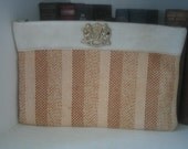 Vintage leather and tweed clutch