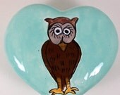 Handmade Ceramic Heart Box with Owl