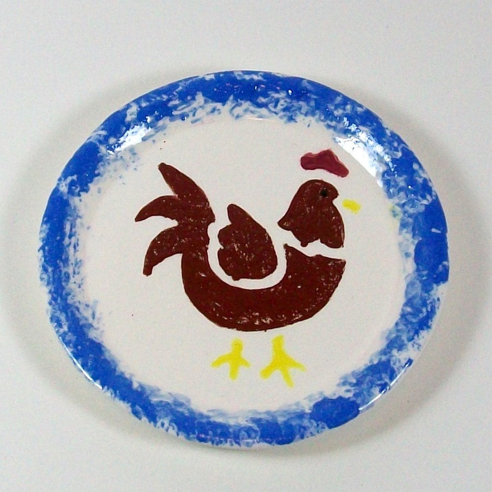 Ceramic Coasters or Spoon Rests with Rooster