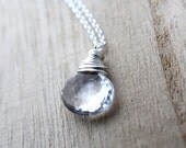 White Crystal Necklace, Rock Crystal Quartz In Sterling Silver, AAA Gemstone Fashion - Pure