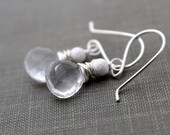 Rock Crystal Silver Earrings, Sterling Silver Crystal Quartz Stardust Drop Style, April Birthstone Alternative
