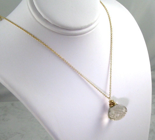 Golden Rutilated Quartz Necklace In Gold Filled Wire Wrapped Gemstone - A Roll In The Hay